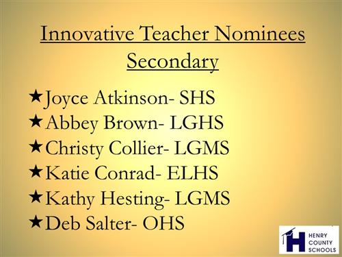 innovative teacher nominees secondary 